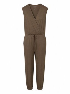 Velvet Olive Brown Sleeveless Faux Wrap Jogger Jumpsuit. Sz M